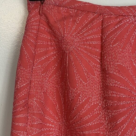 Tocca Coral Pink Floral Textured Pencil Skirt Sz 6 Romantic Feminine Whimsical - Picture 7 of 12